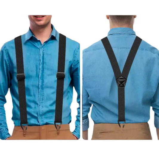 Men's Adjustable Suspenders - X-Back / Y-Back Styles with Hook Clips