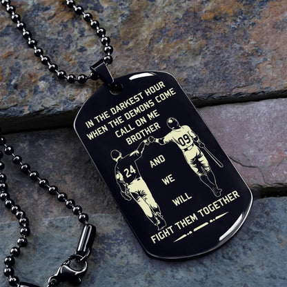 Viking Engraved Black Dog Tag - Double Sided Brother Forever Gift