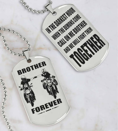 Viking Engraved Black Dog Tag - Double Sided Brother Forever Gift