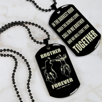 Viking Engraved Black Dog Tag - Double Sided Brother Forever Gift
