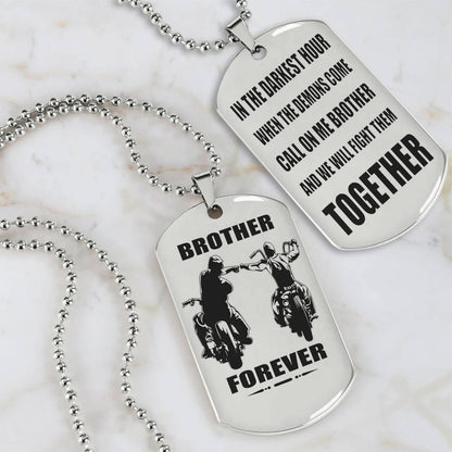 Viking Engraved Black Dog Tag - Double Sided Brother Forever Gift