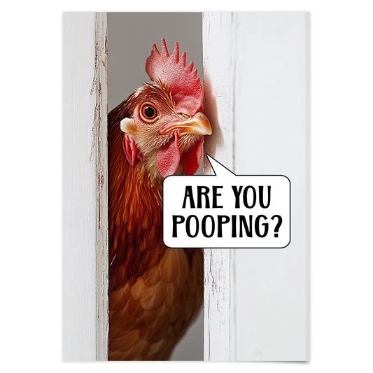 Vintage Chicken Metal Sign – Funny "Are You Pooping?" Wall Decor - BW042