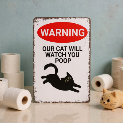 Vintage Black & White Humor Metal Sign - "Welcome To The Bathroom" - BW054