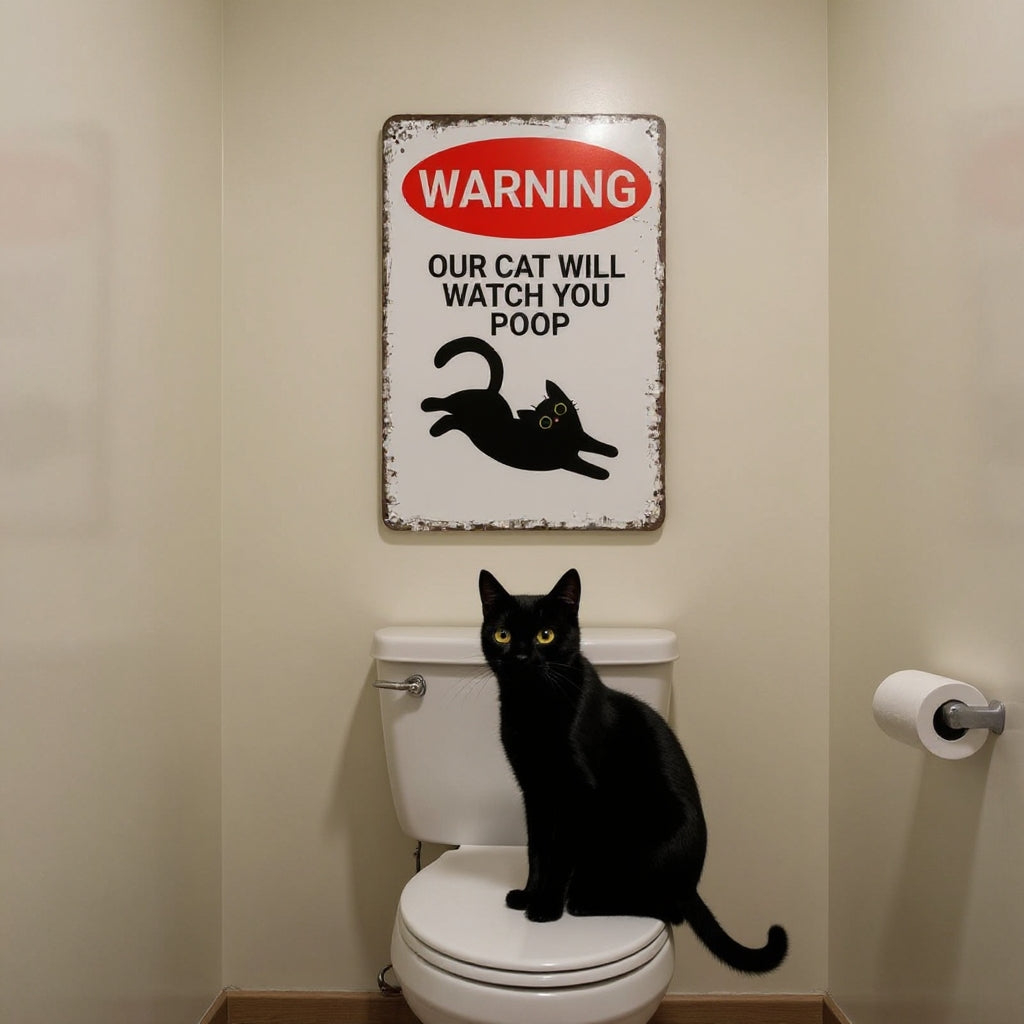 Vintage Black & White Humor Metal Sign - "Welcome To The Bathroom" - BW054