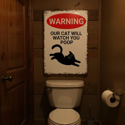 Vintage Black & White Humor Metal Sign - "Welcome To The Bathroom" - BW054