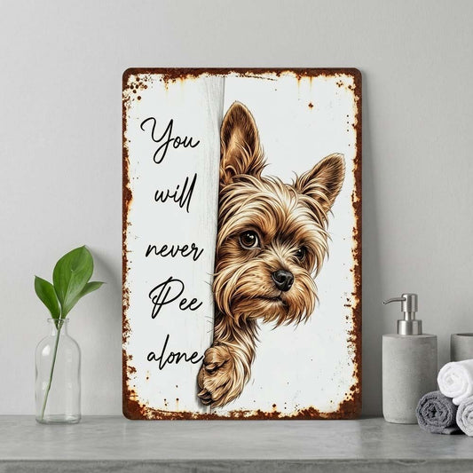 Vintage Yorkshire Humor Metal Sign – Funny "You Will Never Pee Alone" Wall Decor - BW073
