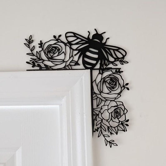Bee & Flowers Metal Door Topper DT074