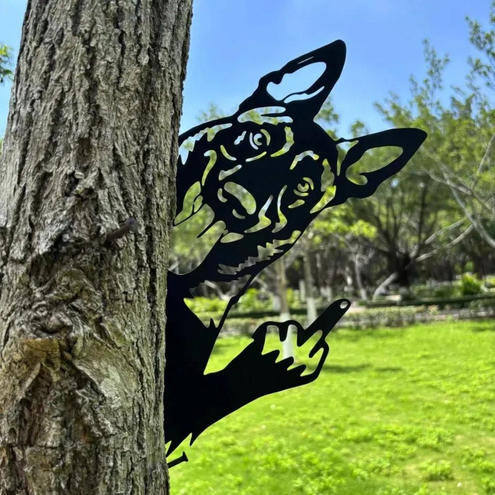 Peeping Middle Finger Animal Metal Sign - Yard Art Decor