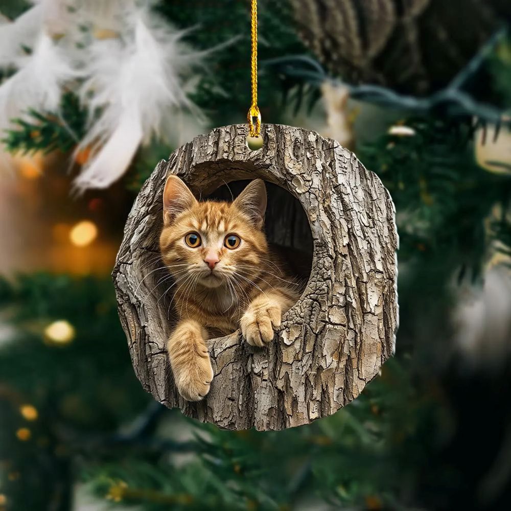 Yellow Cat - Animal Christmas Ornament CH146