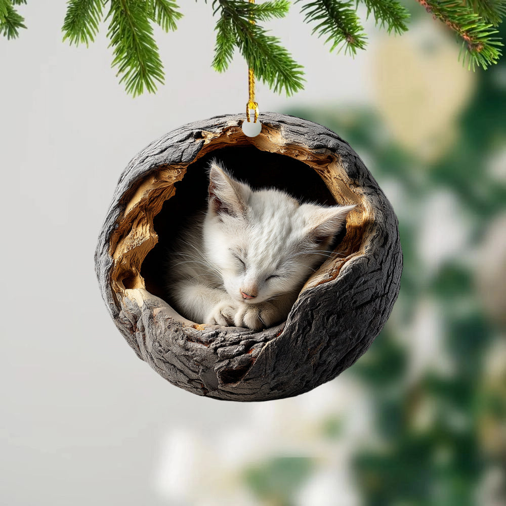 White Cat - Animal Christmas Ornament CH244