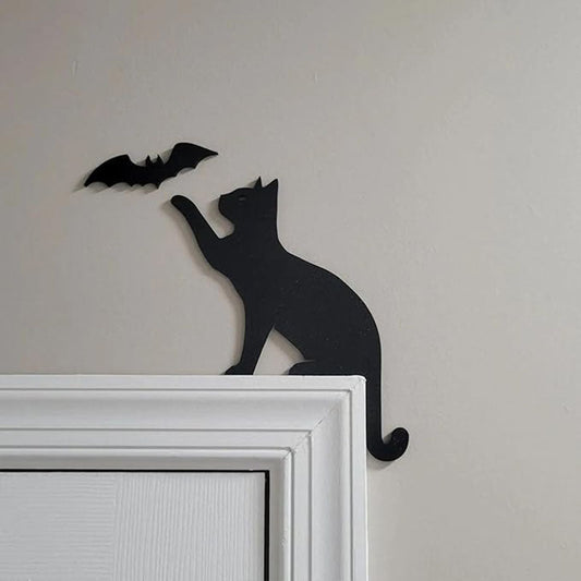 Cat & Bat Metal Door Topper DT015