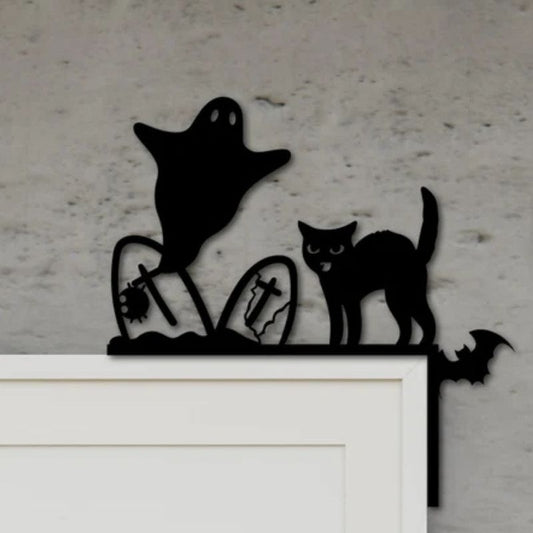 Cat & Ghost Metal Door Topper DT019