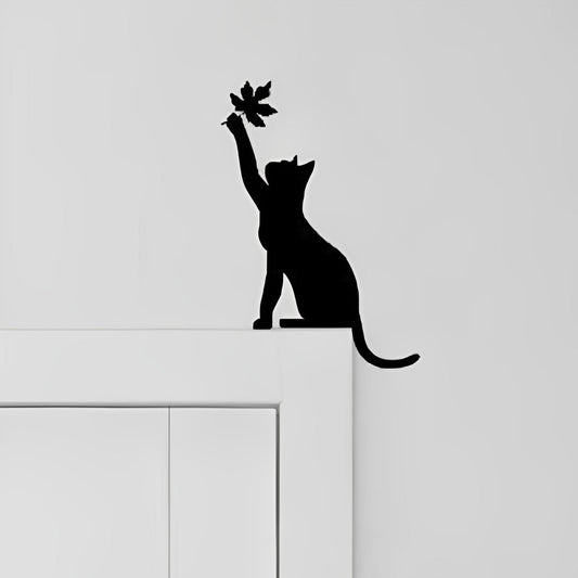 Cat & Leaf Metal Door Topper DT020