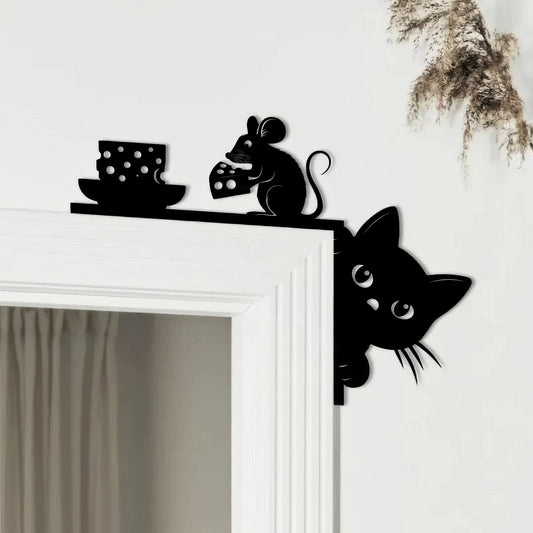 Cat & Mouse Metal Door Topper DT022