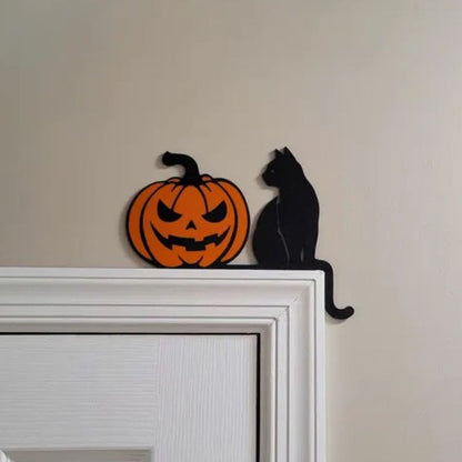 Cat & Pumpkin Metal Door Topper DT023