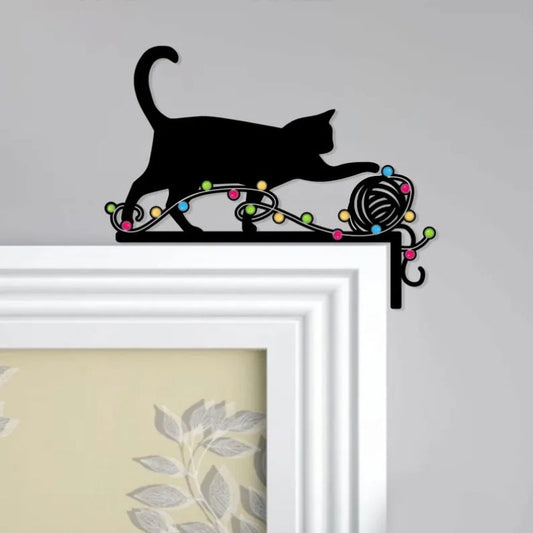 Christmas Cat Metal Door Topper DT028