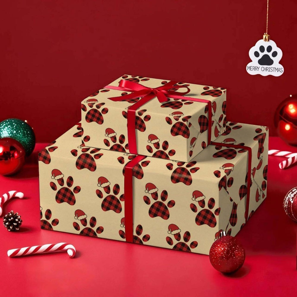 Christmas Gift Wrapping Paper Roll – Dog Paw 16.5ft - WP023