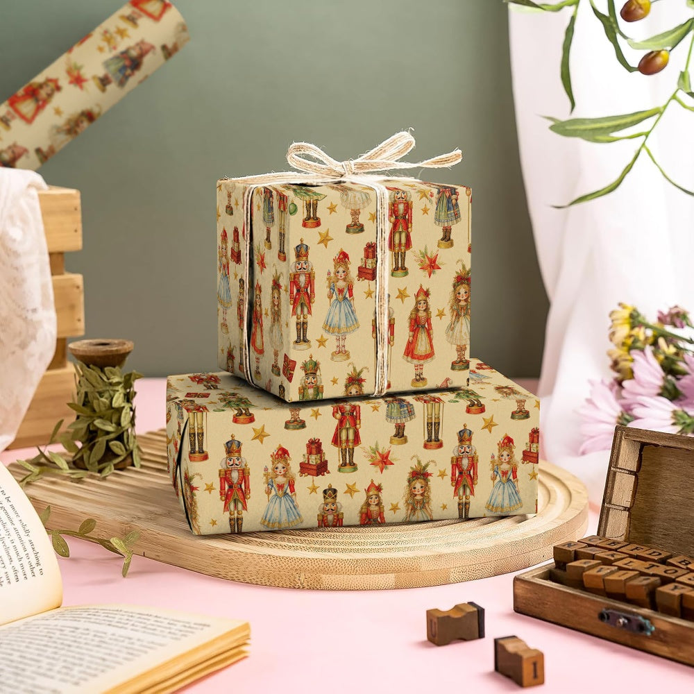 Christmas Gift Wrapping Paper Roll – Vintage Nutcracker 16.5ft - WP009