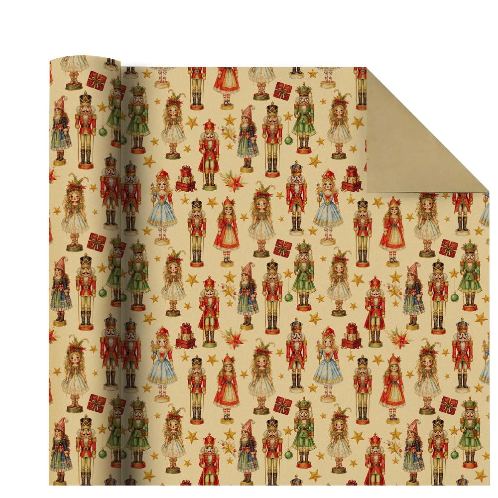 Christmas Gift Wrapping Paper Roll – Vintage Nutcracker 16.5ft - WP009