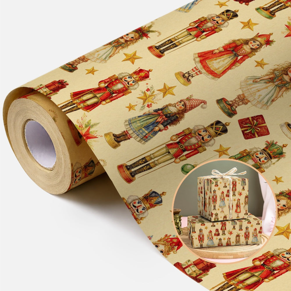 Christmas Gift Wrapping Paper Roll – Vintage Nutcracker 16.5ft - WP009