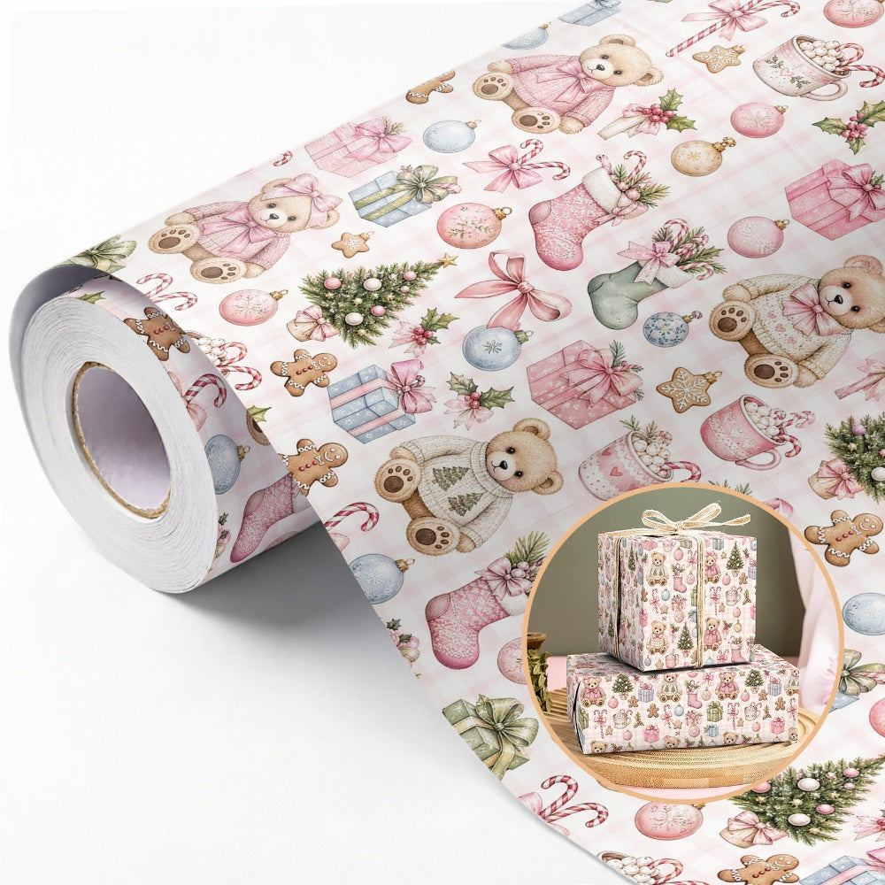 Christmas Gift Wrapping Paper Roll – Vintage Bear 16.5ft - WP013