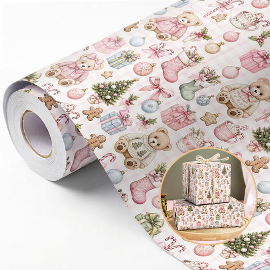 Christmas Gift Wrapping Paper Roll – Vintage Bear 16.5ft - WP013