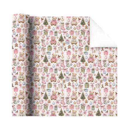 Christmas Gift Wrapping Paper Roll – Vintage Bear 16.5ft - WP013