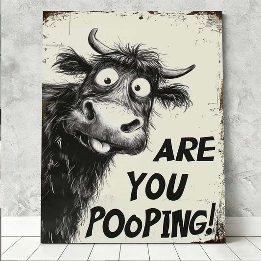 Vintage Humor Gallery Wrapped Canvas Prints - Funny "Are You Pooping?" Wall Decor - VP006