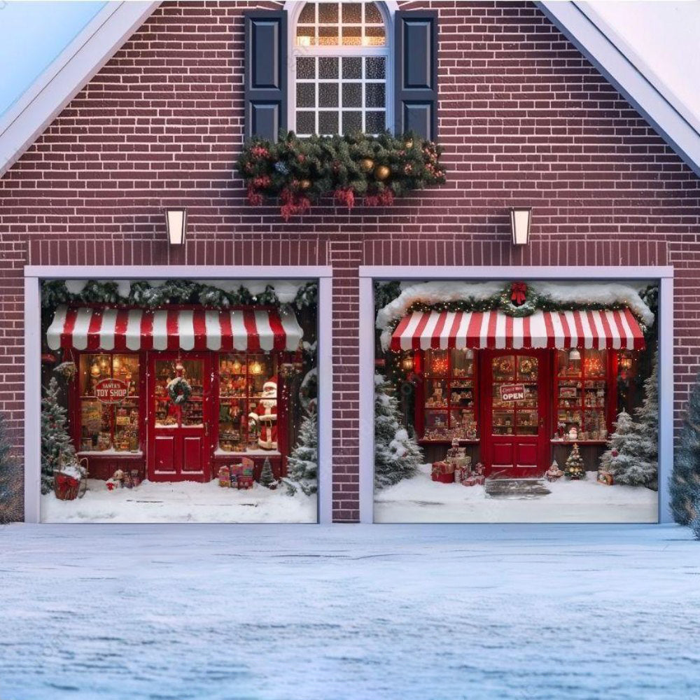Santa's Toy Shop Christmas Garage Door Covers D483