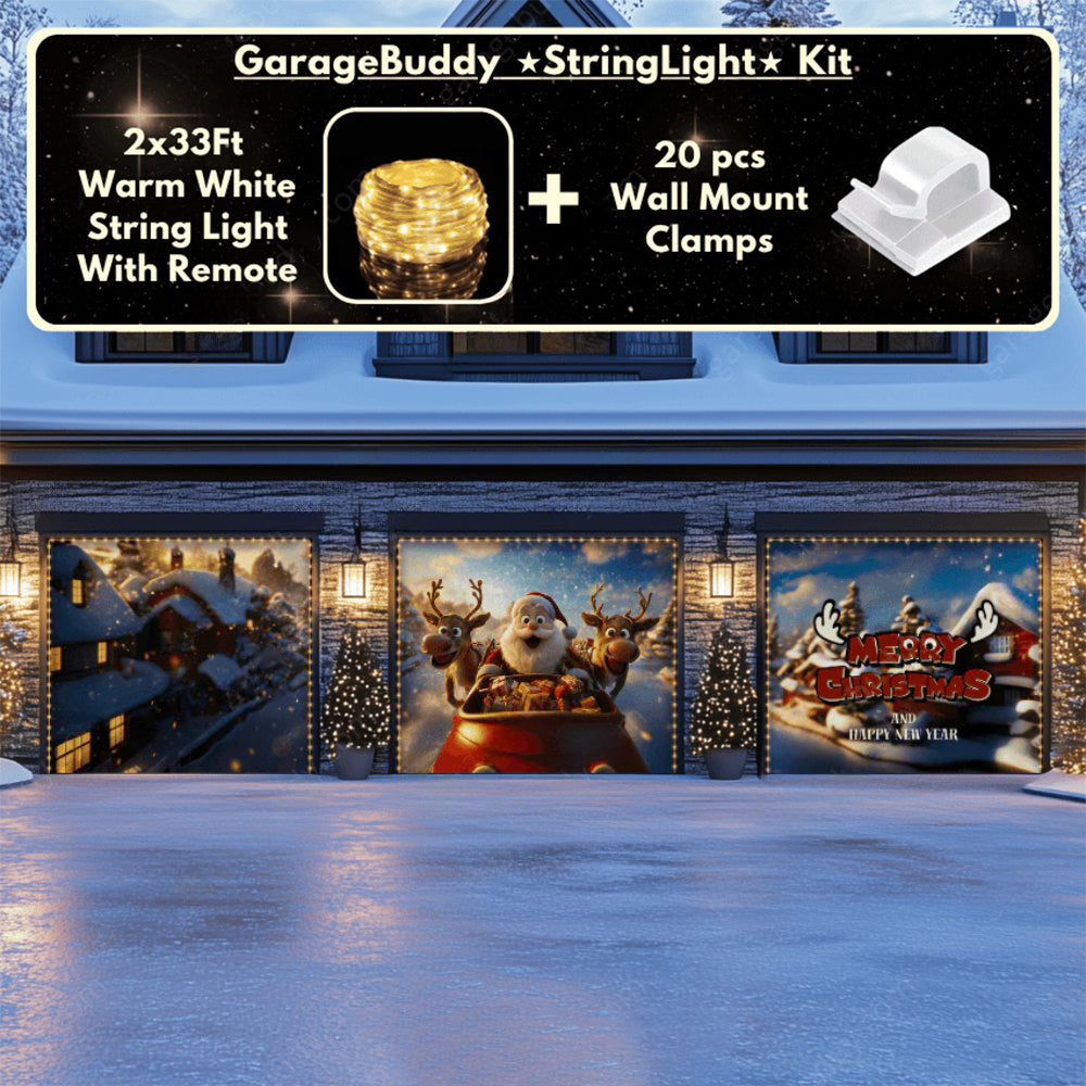 Santa & Reindeers Christmas Garage Door Covers D486