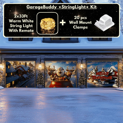 Santa & Reindeers Christmas Garage Door Covers D486