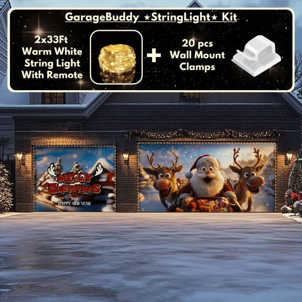 Santa & Reindeers Christmas Garage Door Covers D486