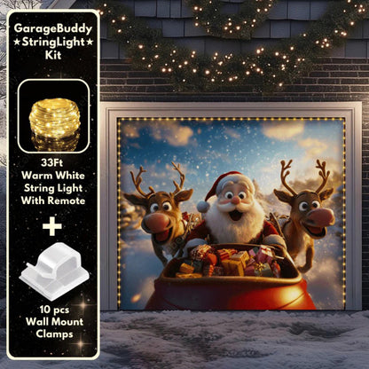 Santa & Reindeers Christmas Garage Door Covers D486