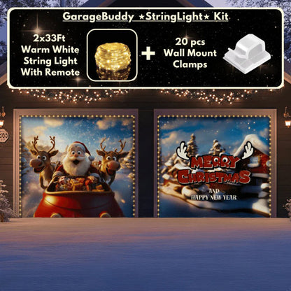 Santa & Reindeers Christmas Garage Door Covers D486