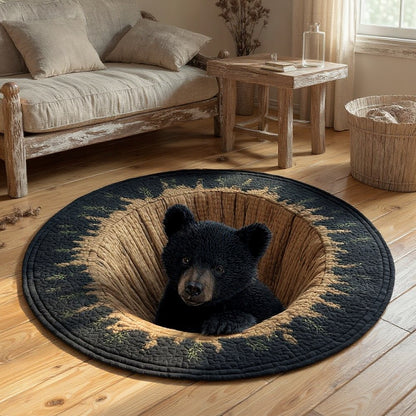Bear Burrow - 3D Illusion Bear Round Rug - Den Cub