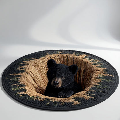 Bear Burrow - 3D Illusion Bear Round Rug - Den Cub