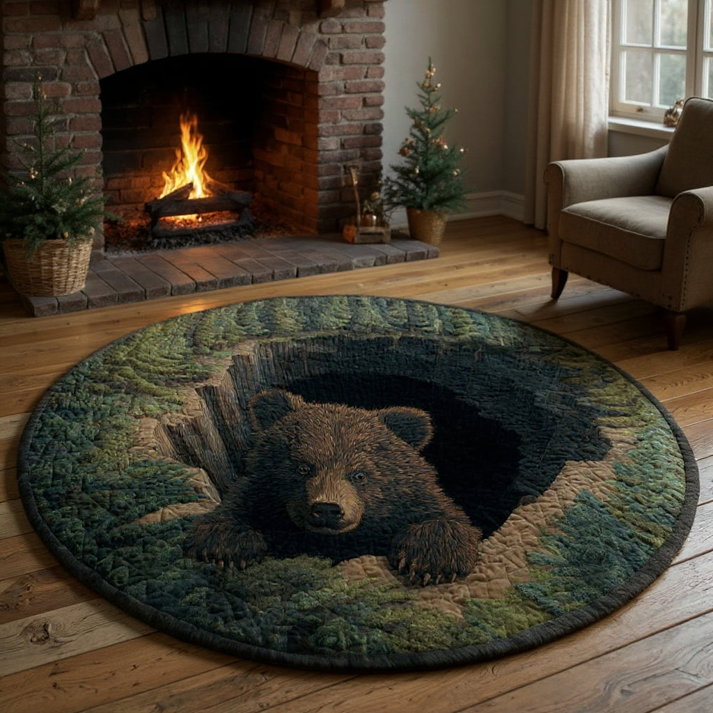 Bear Burrow - 3D Illusion Bear Round Rug - Woodland Watch