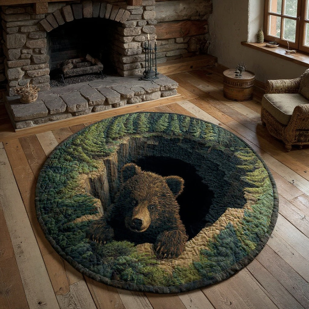 Bear Burrow - 3D Illusion Bear Round Rug - Woodland Watch