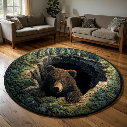 Bear Burrow - 3D Illusion Bear Round Rug - Woodland Watch