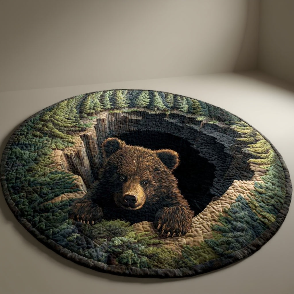 Bear Burrow - 3D Illusion Bear Round Rug - Woodland Watch