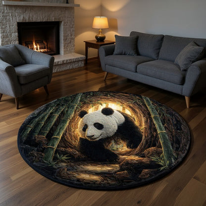 Bear Burrow - 3D Illusion Bear Round Rug - Bamboo Spirit
