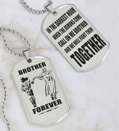 Viking Engraved Black Dog Tag - Double Sided Brother Forever Gift