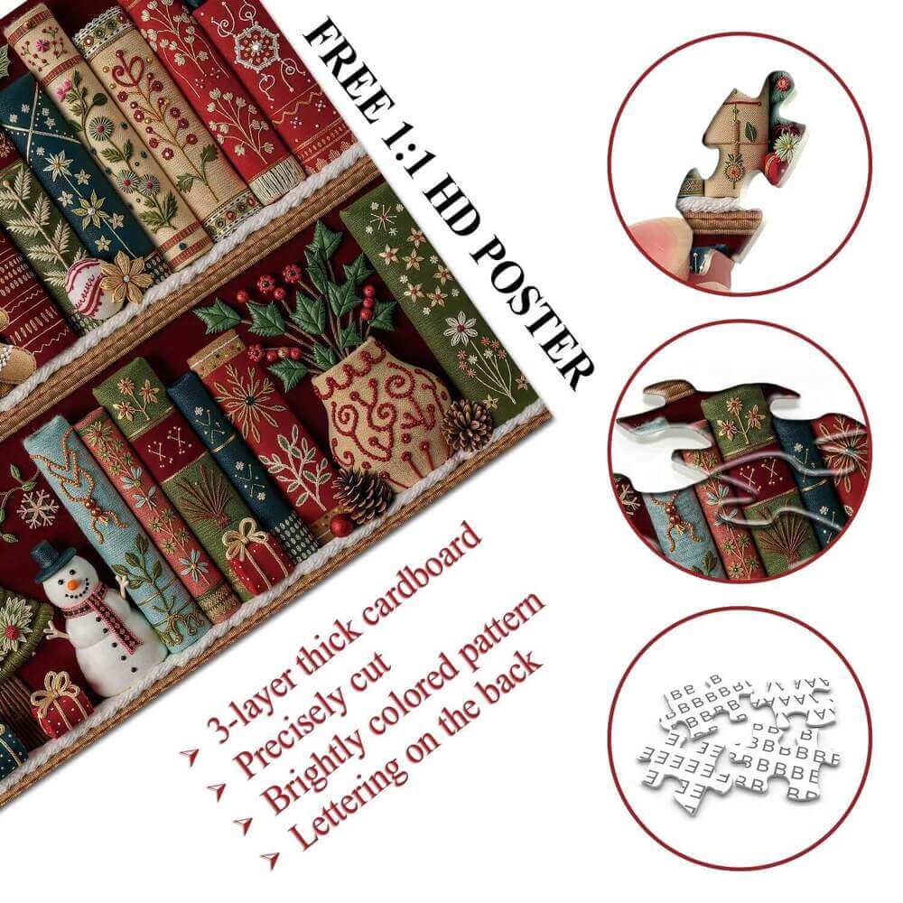 Christmas Bookshelf Puzzle 1000-Piece
