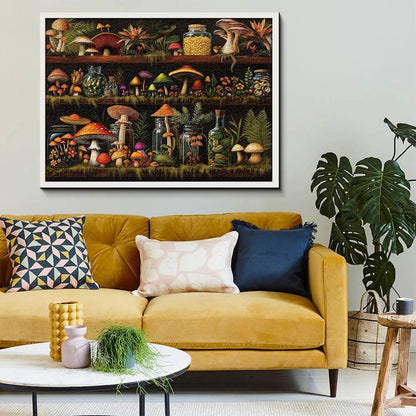 Mushroom Bookshelf Puzzle 1000-Piece