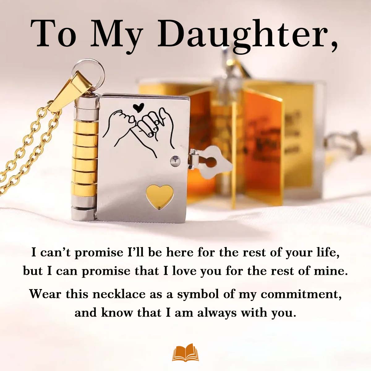 For Daughter - I'm Always With You - Mini Book Message Necklace