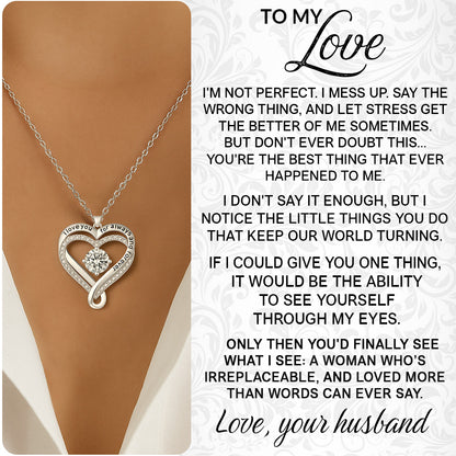 Engraved Heart Necklace for Wife