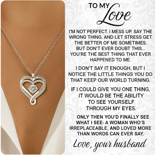 Engraved Heart Necklace for Wife