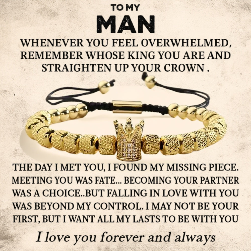 "To My Man - Straighten Your Crown" Bracelet Gift Set