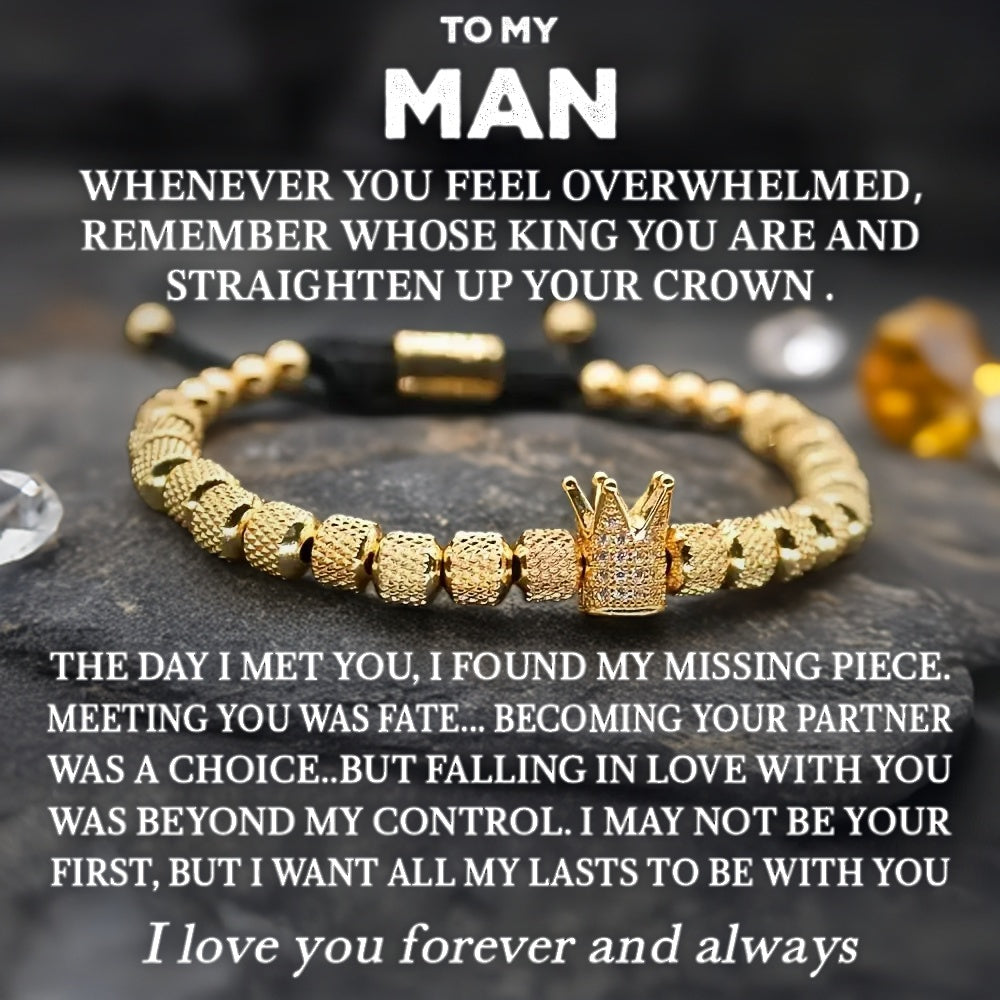 "To My Man - Straighten Your Crown" Bracelet Gift Set