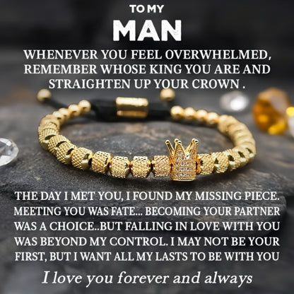 "To My Man - Straighten Your Crown" Bracelet Gift Set